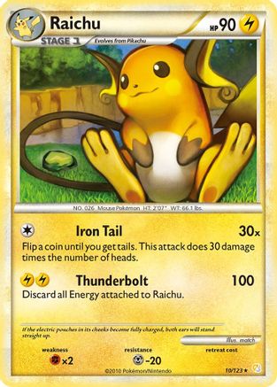 Raichu 010  - Holofoil HeartGold SoulSilver - Holo Rare