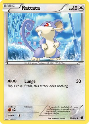 Rattata 087  - Reverse Holofoil Plasma Freeze - Common