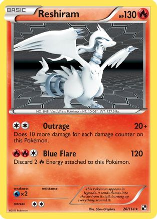 Reshiram 026/114  - Holofoil Black and White - Holo Rare
