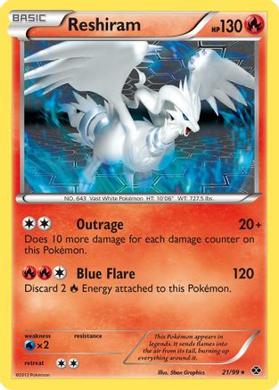 Reshiram 021/99  - Reverse Holofoil Next Destinies - Rare