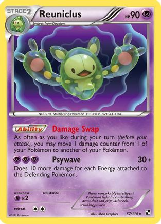 Reuniclus 057/114  - Reverse Holofoil Black and White - Holo Rare