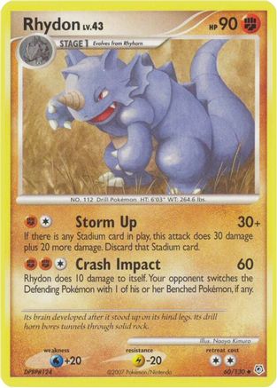 Rhydon 060  - Reverse Holofoil Diamond and Pearl - Uncommon