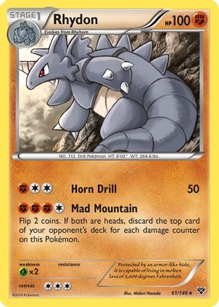 Rhydon 061  - Reverse Holofoil XY Base Set - Rare