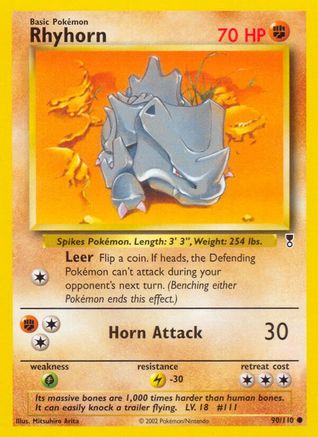 Rhyhorn 090/110  - Reverse Holofoil Legendary Collection - Common