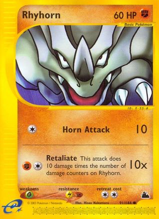 Rhyhorn 091  - Reverse Holofoil Skyridge - Common