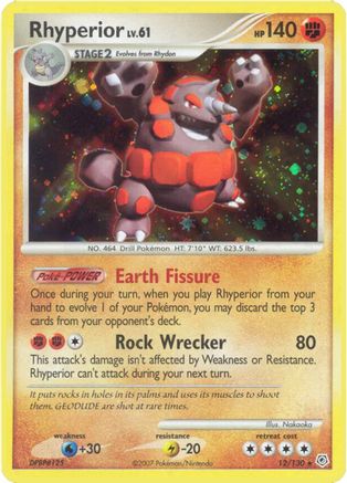 Rhyperior 012/130  - Reverse Holofoil Diamond and Pearl - Holo Rare