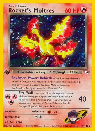 Rocket's Moltres 012/132  - Unlimited Holofoil Gym Heroes - Holo Rare