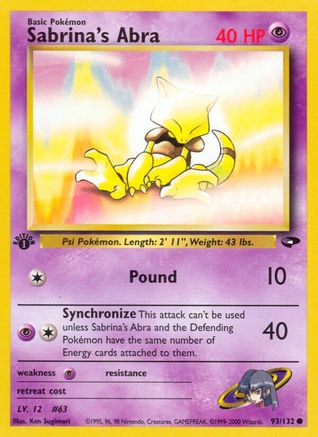 Sabrina's Abra (93) 093/132  - Unlimited Gym Challenge - Common