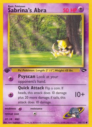 Sabrina's Abra (94) 094/132  - 1st Edition Gym Challenge - Common