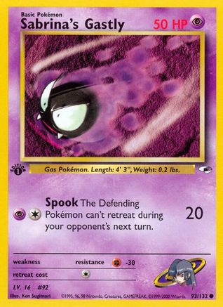 Sabrina's Gastly 093/132  - 1st Edition Gym Heroes - Common