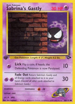 Sabrina's Gastly (96) 096/132  - 1st Edition Gym Challenge - Common