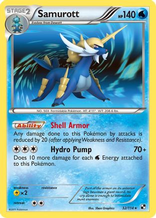 Samurott (32) 032/114  - Reverse Holofoil Black and White - Holo Rare
