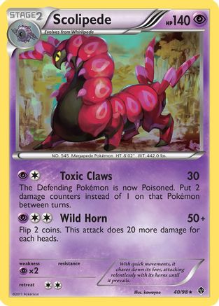 Scolipede 040  - Reverse Holofoil Emerging Powers - Rare