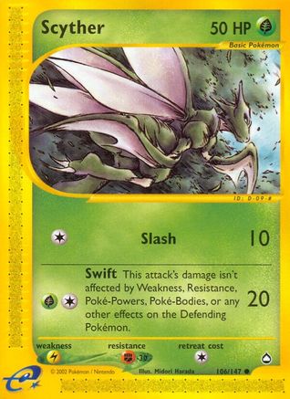Scyther (106) 106/147  - Reverse Holofoil Aquapolis - Common