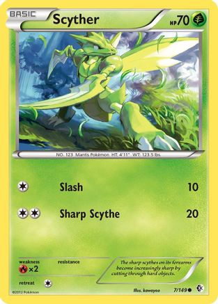 Scyther 007  - Reverse Holofoil Boundaries Crossed - Common