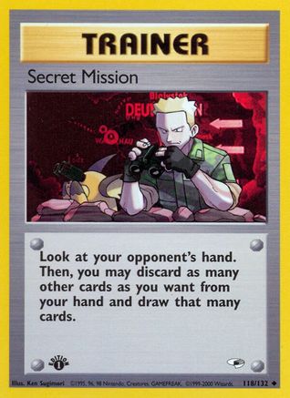 Secret Mission 118/132  - 1st Edition Gym Heroes - Uncommon