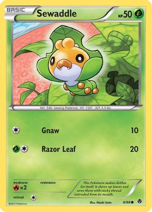 Sewaddle (4) 004  - Reverse Holofoil Emerging Powers - Common
