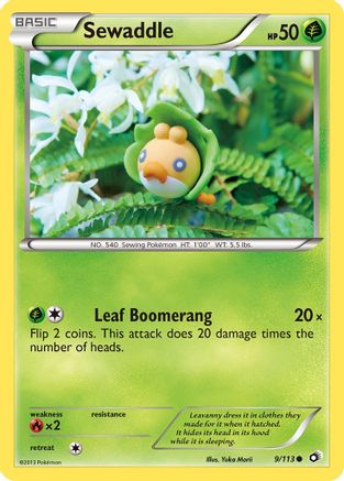 Sewaddle (9) 009/113  - Reverse Holofoil Legendary Treasures - Common