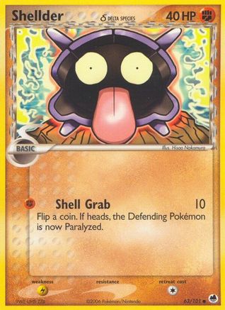 Shellder (Delta Species) 063/101  - Reverse Holofoil Dragon Frontiers - Common