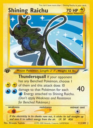 Shining Raichu 111  - 1st Edition Holofoil Neo Destiny - Secret Rare