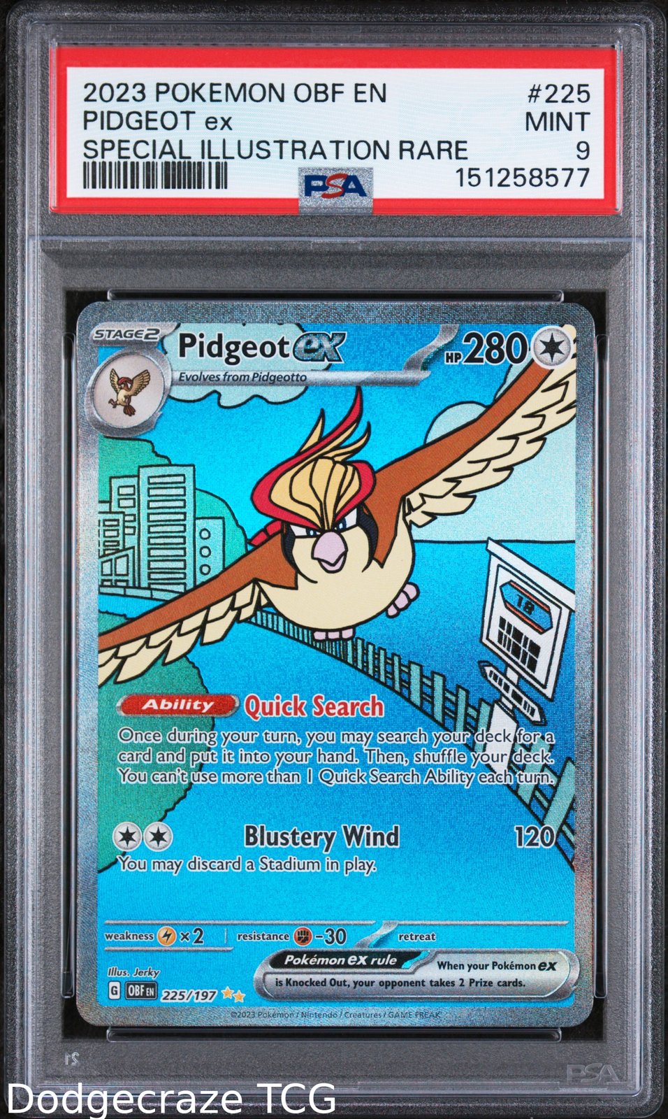2023 Pokemon Pidgeot EX Special Illustration Rare 225/197 PSA 9