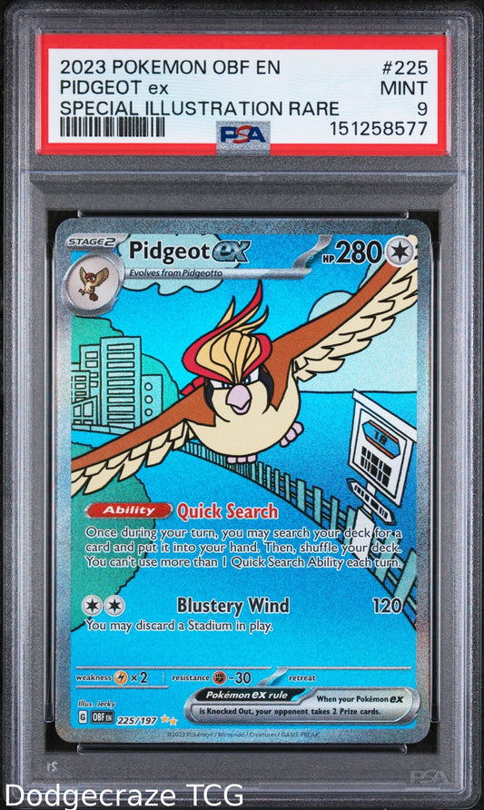 2023 Pokemon Pidgeot EX Special Illustration Rare 225/197 PSA 9