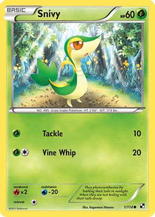 Snivy (1) 001/114  - Reverse Holofoil Black and White - Common