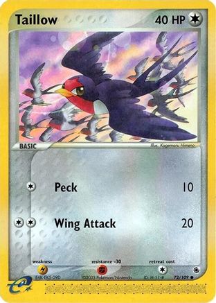 Taillow 072/109  - Reverse Holofoil Ruby and Sapphire - Common