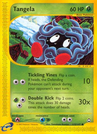 Tangela 112  - Reverse Holofoil Aquapolis - Common