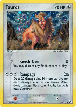 Tauros 016  - Reverse Holofoil FireRed & LeafGreen - Holo Rare
