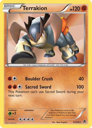 Terrakion 063  - Reverse Holofoil Emerging Powers - Holo Rare