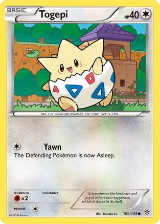 Togepi 102/135  - Reverse Holofoil Plasma Storm - Common