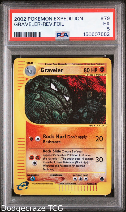 2002 Pokemon Expedition Graveler Reverse Holo 79/165 PSA 5