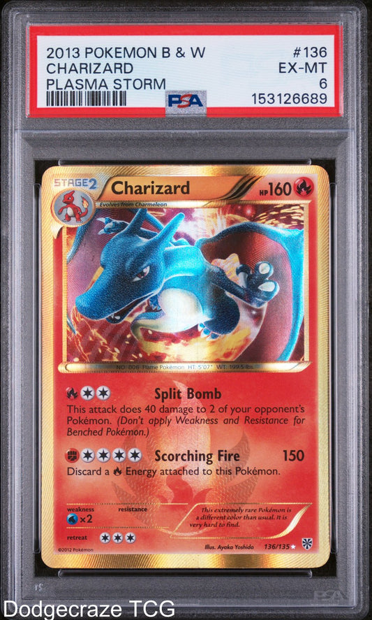2013 Pokemon Plasma Storm Charizard 136/135 PSA 6