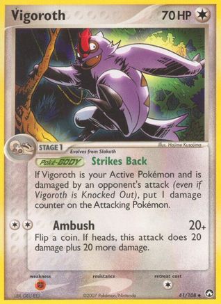 Vigoroth 041  - Reverse Holofoil Power Keepers - Uncommon