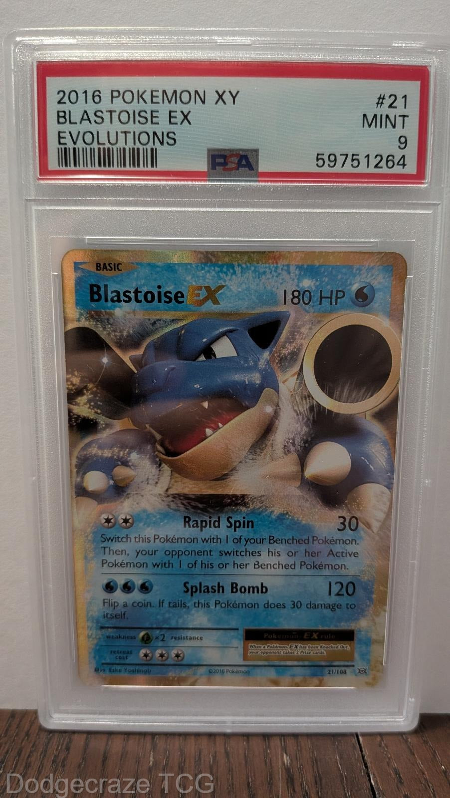 2016 Pokemon Evolutions Blastoise EX 21/108 PSA 9