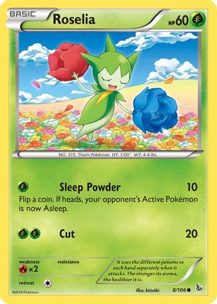 Roselia 008/106  - Reverse Holofoil XY  Flashfire - Common