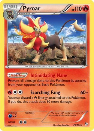 Pyroar 020/106  - Reverse Holofoil XY  Flashfire - Holo Rare