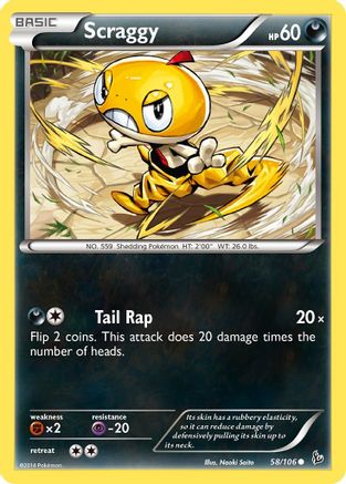 Scraggy 058/106  - Reverse Holofoil XY  Flashfire - Common