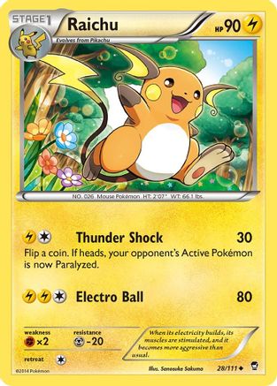 Raichu 028/111  - Reverse Holofoil XY  Furious Fists - Uncommon