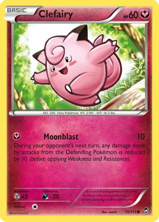 Clefairy (70) 070/111  - Reverse Holofoil XY  Furious Fists - Common