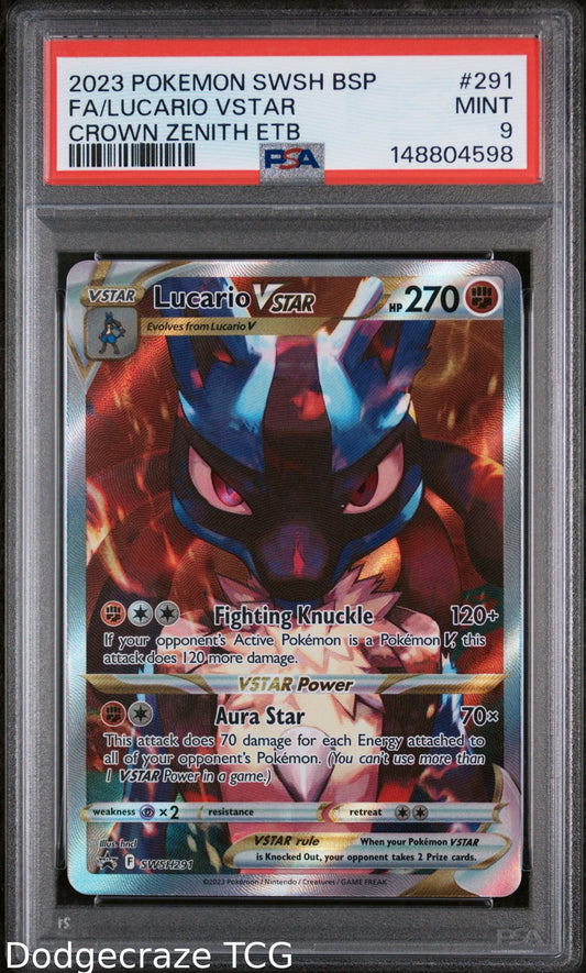 2023 Pokemon Lucario Vstar Crown Zenith Elite Trainer Box 291/159 PSA 9