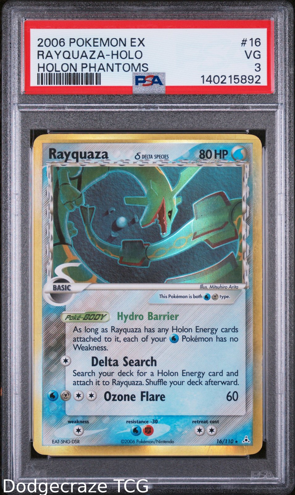 2006 Pokemon Holon Phantoms Rayquaza Holo 16/110 PSA 3