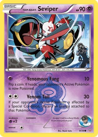 Team Aqua's Seviper 009/34  - Reverse Holofoil Double Crisis - Common