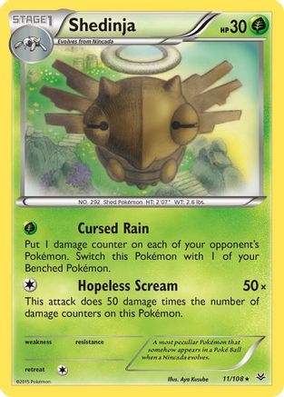 Shedinja 011/108  - Reverse Holofoil XY  Roaring Skies - Rare