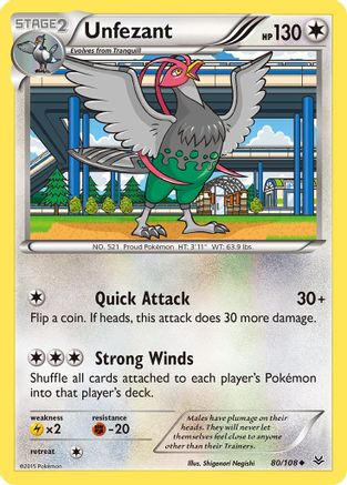 Unfezant (80) 080  - Reverse Holofoil XY  Roaring Skies - Uncommon