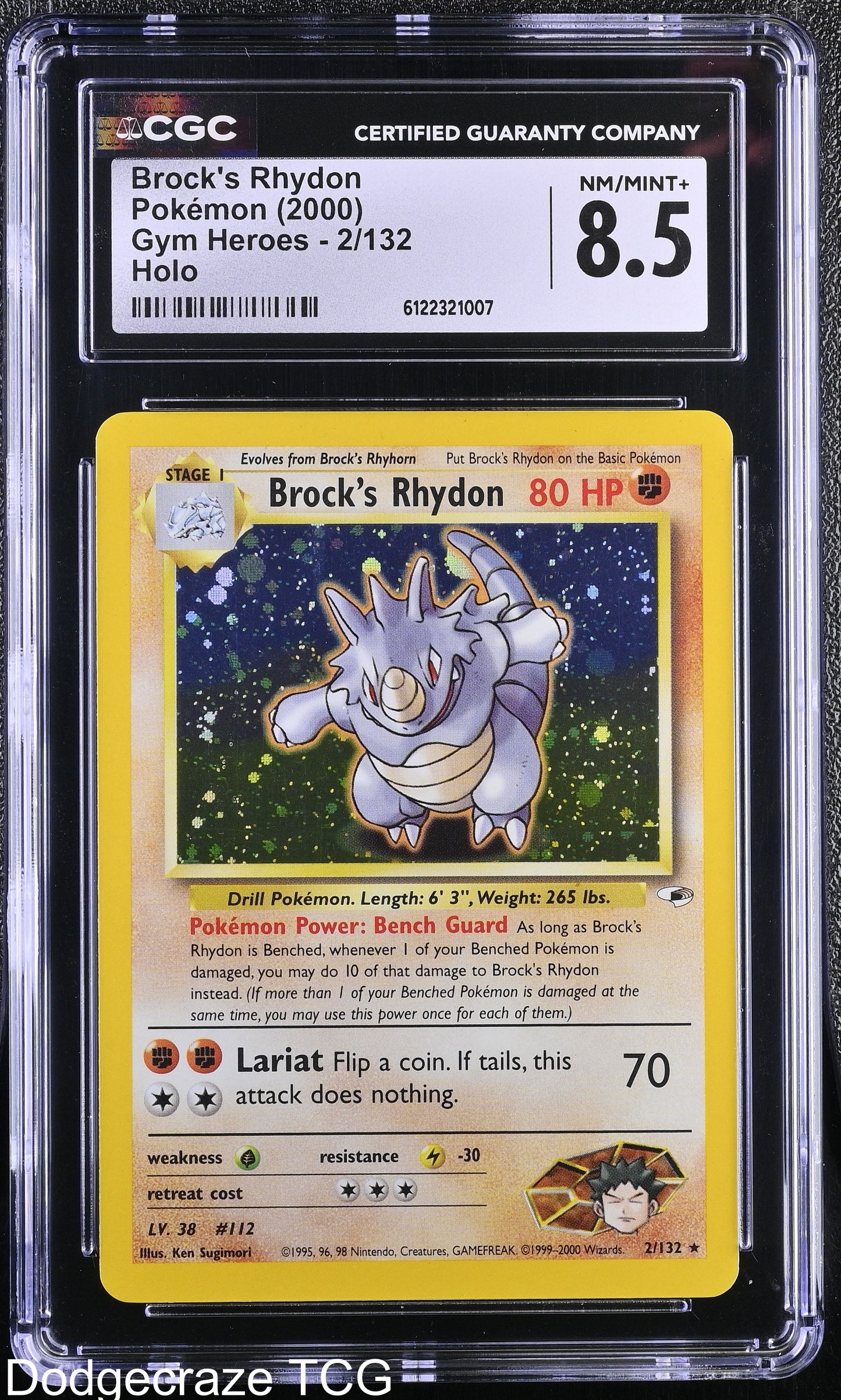 2000 Pokemon Gym Heroes Brock's Rhydon Holo 2/132 CGC 8.5