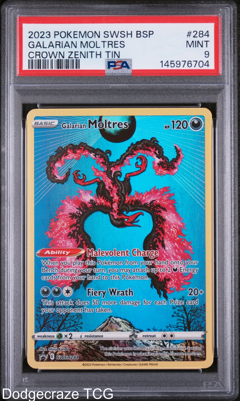 2023 Pokemon Galarian Moltres Crown Zenith Tin 284/159 PSA 9
