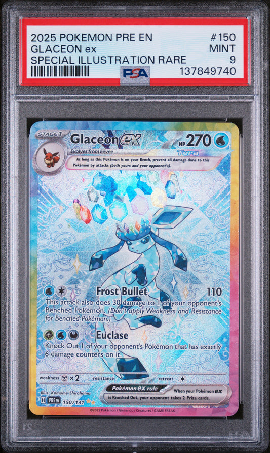 2025 Pokemon Glaceon EX Special Illustration Rare 150/108 PSA 9