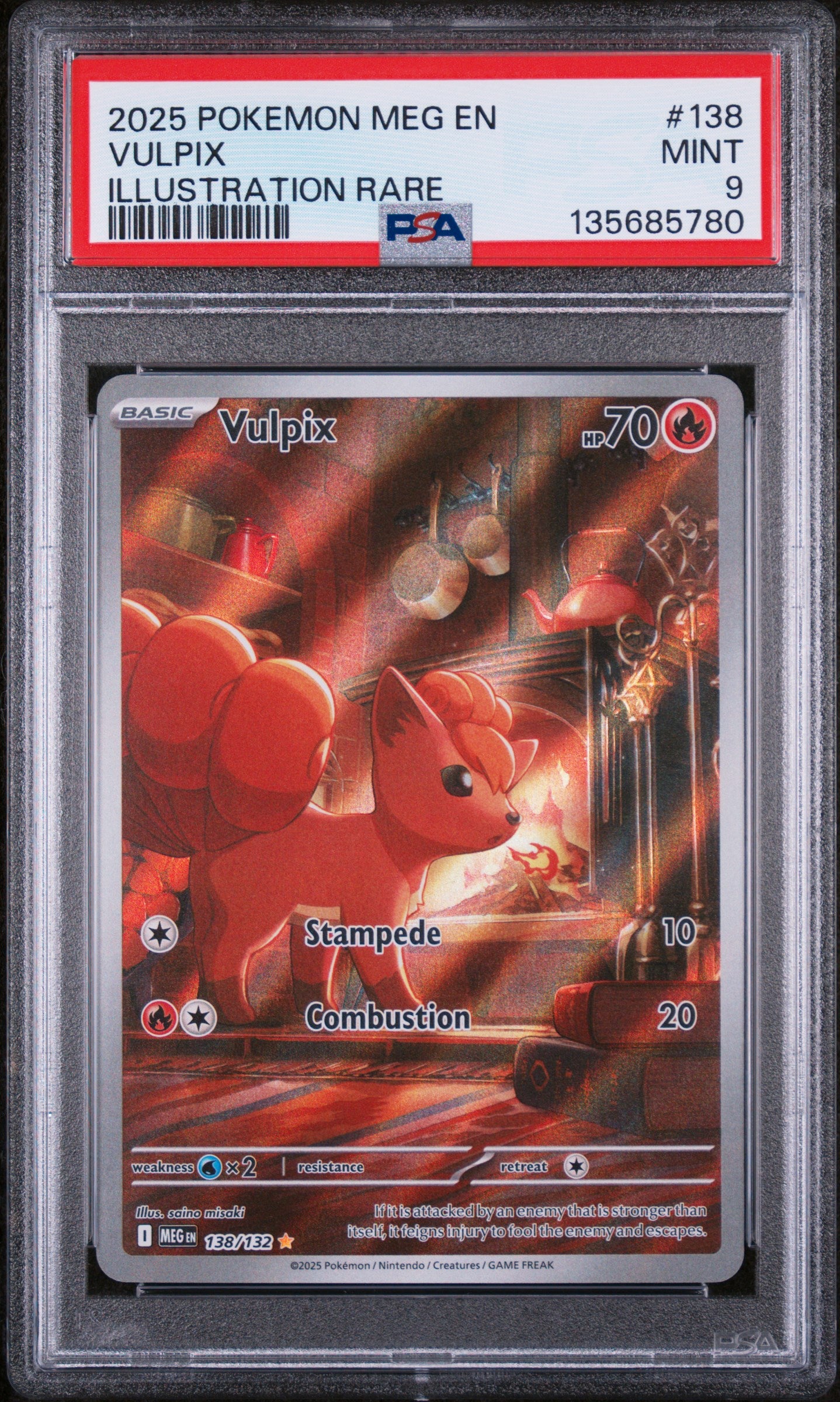 2025 Pokemon Meg En-mega Evolution Vulpix Illustration Rare 138/132 PSA 9